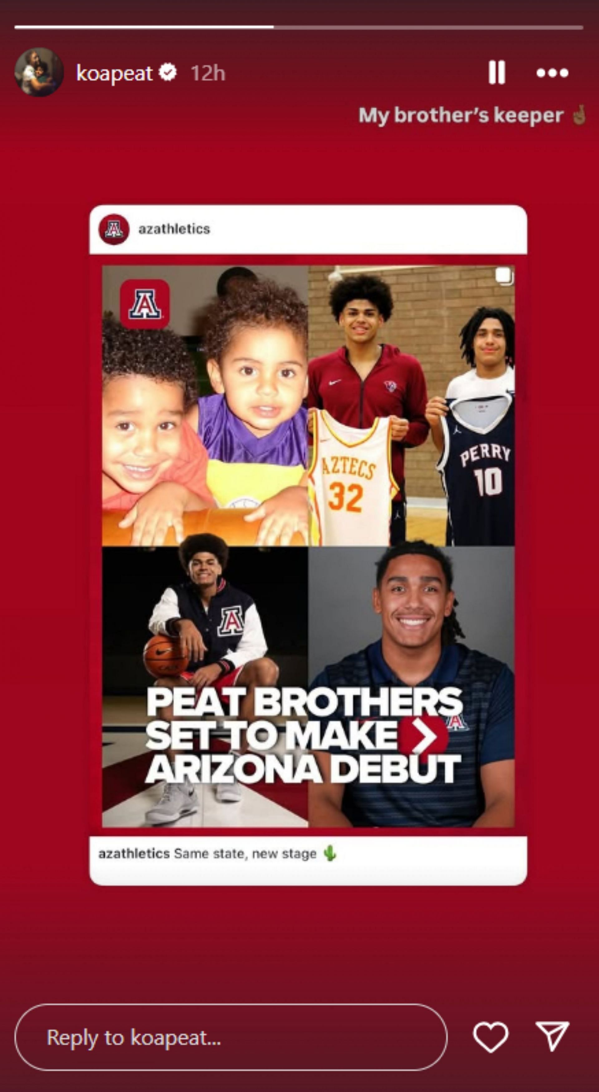 Bryce James' teammate shares 3-word reaction ahead of highly anticipated Arizona debut (Image via Instagram @koapeat)